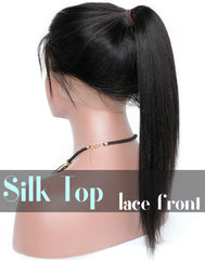 Glueless Silk Top Lace Front Wig: Yaki Straight