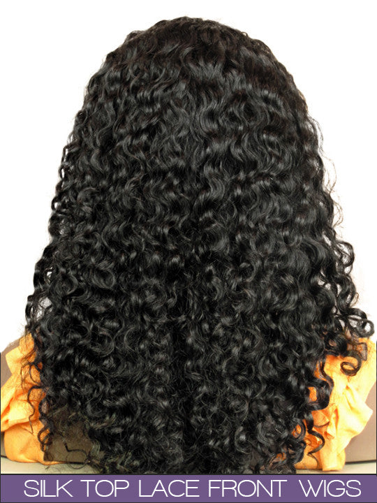 GLUELESS SILK TOP LACE FRONT WIG: Maella Indian Remy Somalian Curl