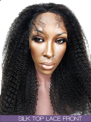 GLUELESS SILK TOP LACE FRONT WIG: Kinky Curly