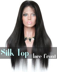 Glueless Silk Top Lace Front Wig: Yaki Straight