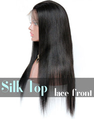 Glueless Silk Top Lace Front Wig: Yaki Straight
