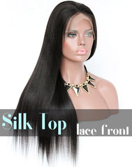 Glueless Silk Top Lace Front Wig: Yaki Straight