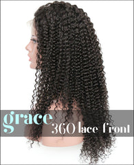 360 Lace Wig：Kinky Curl 150% Thick Density,Pre-plucked Hairline