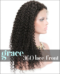 360 Lace Wig：Kinky Curl 150% Thick Density,Pre-plucked Hairline