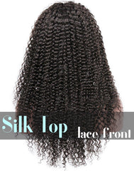 Glueless Silk Top Lace Front Wig: Kinky Curl Pre-plucked Hairline