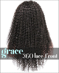 360 Lace Wig：Kinky Curl 150% Thick Density,Pre-plucked Hairline