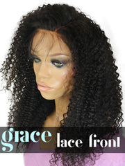 Clearance LACE FRONT WIG: Kyra Afro Kinky Curl Indian Remy Hair 20
